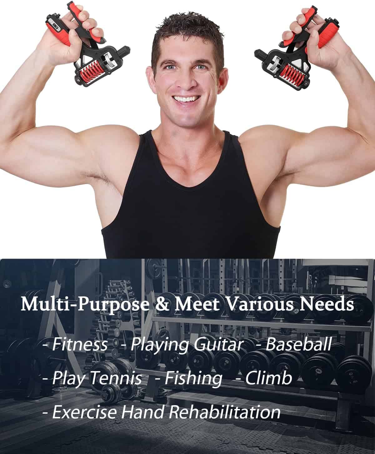 Adjustable Grip Strength Trainer with Counter – Dual High-Performance Spring Hand Gripper, 20-265 lbs (10-120kg) Resistance, Ergonomic Non-Slip Design for Forearm, Wrist, and Finger Exercise FitCore Supply
