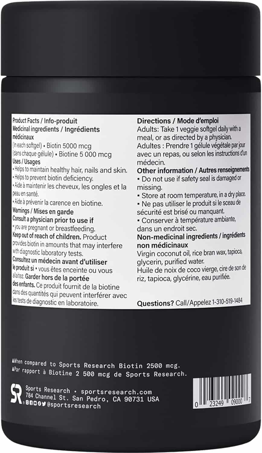 Back label of a supplement container with text and branding.