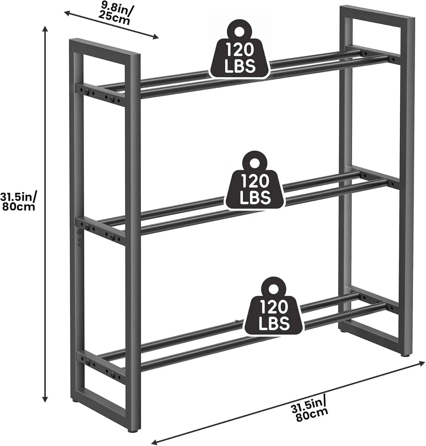 Pickpiff Adjustable 3-Tier Dumbbell Rack – Heavy-Duty Metal Weight Storage Stand (360 lb Capacity) Pickpiff