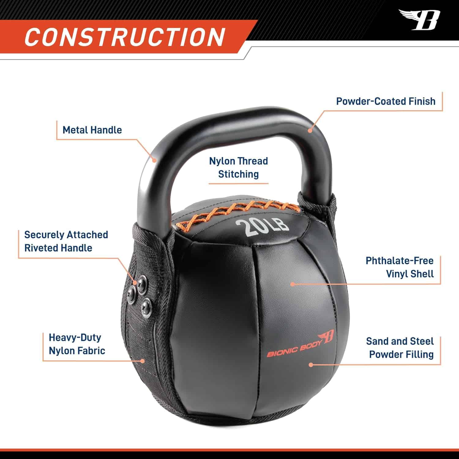 Bionic Body Soft Kettlebell with Handle Bionic Body