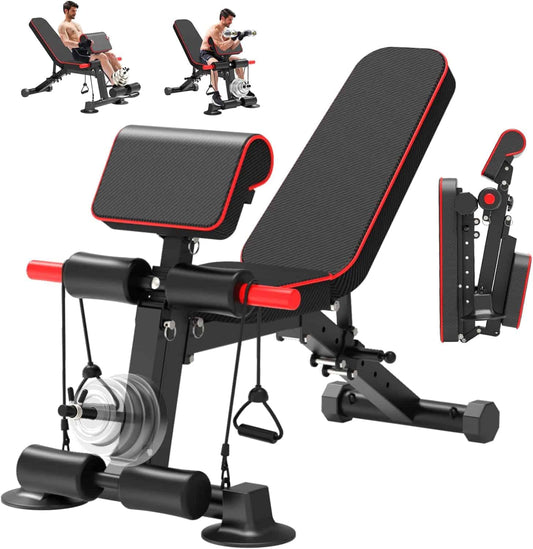 Adjustable Weight Bench – Foldable Incline/Decline Workout Bench, 500 lb Load Capacity