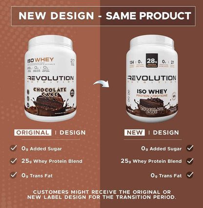 🍫 Revolution Iso Whey Protein Powder – Chocolate Cake, 28g Protein Revolution Nutrition