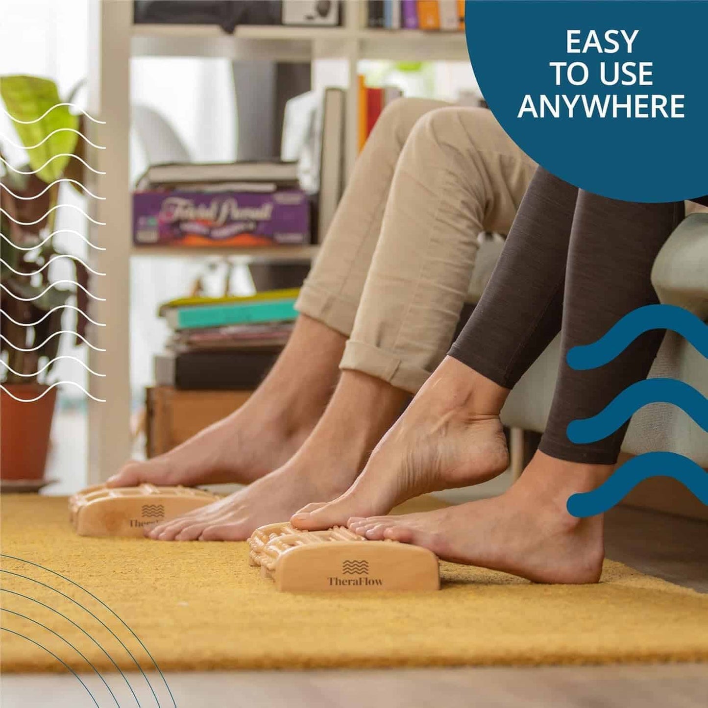 TheraFlow Wooden Foot Massager – Reflexology Roller for Plantar Fasciitis & Foot Pain Relief – Acupressure Tool for Stress & Neuropathy – Anti-Slip Design TheraFlow