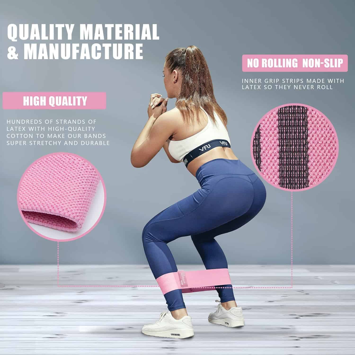 Polygon Fabric Resistance Bands – Set of 3 Non-Slip Booty Bands for Legs, Glutes & Thigh Workouts Polygon