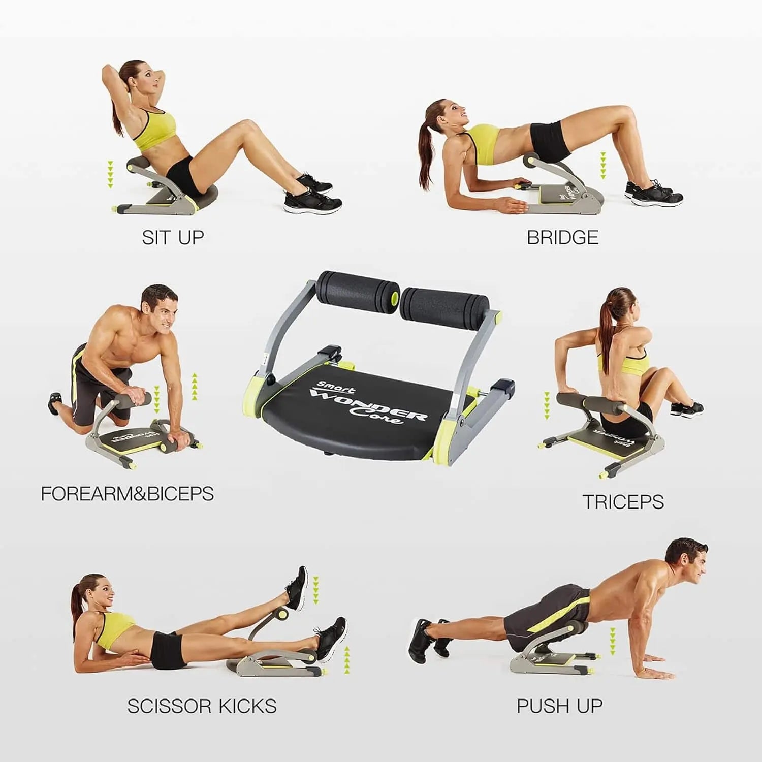 Smart – Ab Workout Equipment for Home Gym – Adjustable Resistance Ab Machine & Core Trainer – Full Body Sit-Up & Crunch Machine with Nutrition & Exercise Guide WONDER CORE