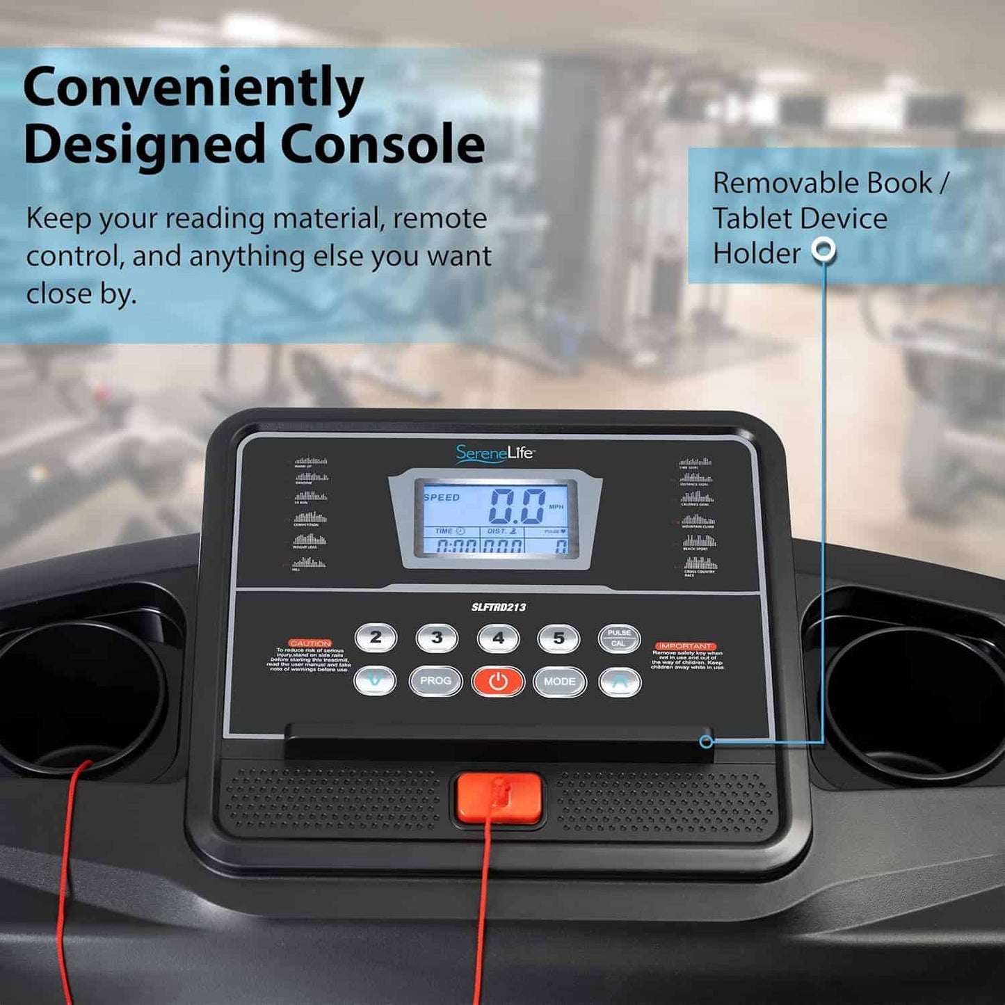 SereneLife Smart Folding Treadmill – 16 Preset Programs, Bluetooth, Incline, 7.5 MPH, Compact Home Gym SereneLife