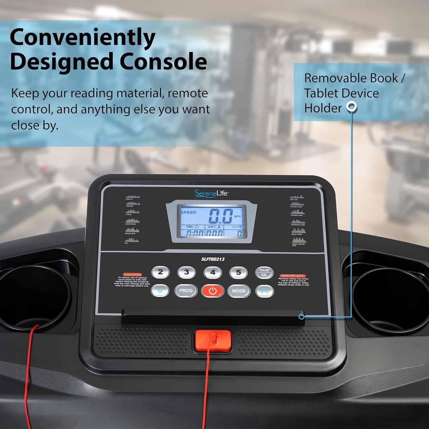 SereneLife Smart Folding Treadmill – 16 Preset Programs, Bluetooth, Incline, 7.5 MPH, Compact Home Gym SereneLife