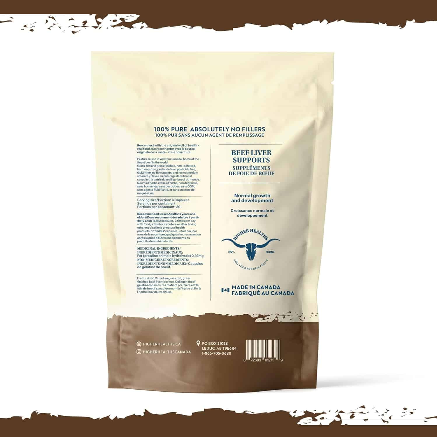 Higher Healths Grass-Fed Beef Liver Capsules – 180 Count, Freeze-Dried & Desiccated Organ Supplement – Nature’s Multivitamin, 100% Canadian Sourced FitCore Supply
