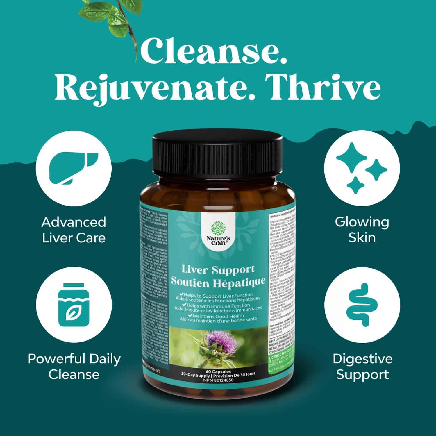 Milk Thistle Liver Cleanse & Detox Supplement – Herbal Blend with Dandelion, Beetroot & Artichoke – 60/90/120 Capsules