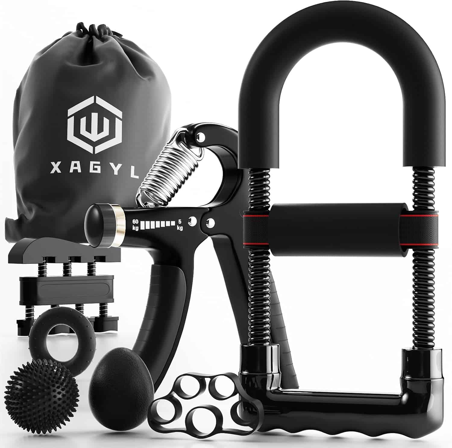 Hand Grip Strengthener Kit – 7-in-1 Adjustable Grip Strength Trainer, Forearm Workout & Finger Exerciser Set FitCore Supply