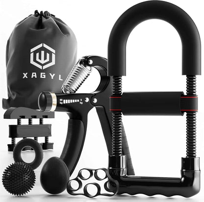 Hand Grip Strengthener Kit – 7-in-1 Adjustable Grip Strength Trainer, Forearm Workout & Finger Exerciser Set FitCore Supply