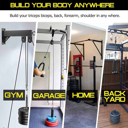 3-in-1 Pulley Cable System – LAT Pulldown, Tricep Rope & Cable Handle for Home Gym Naoeleii