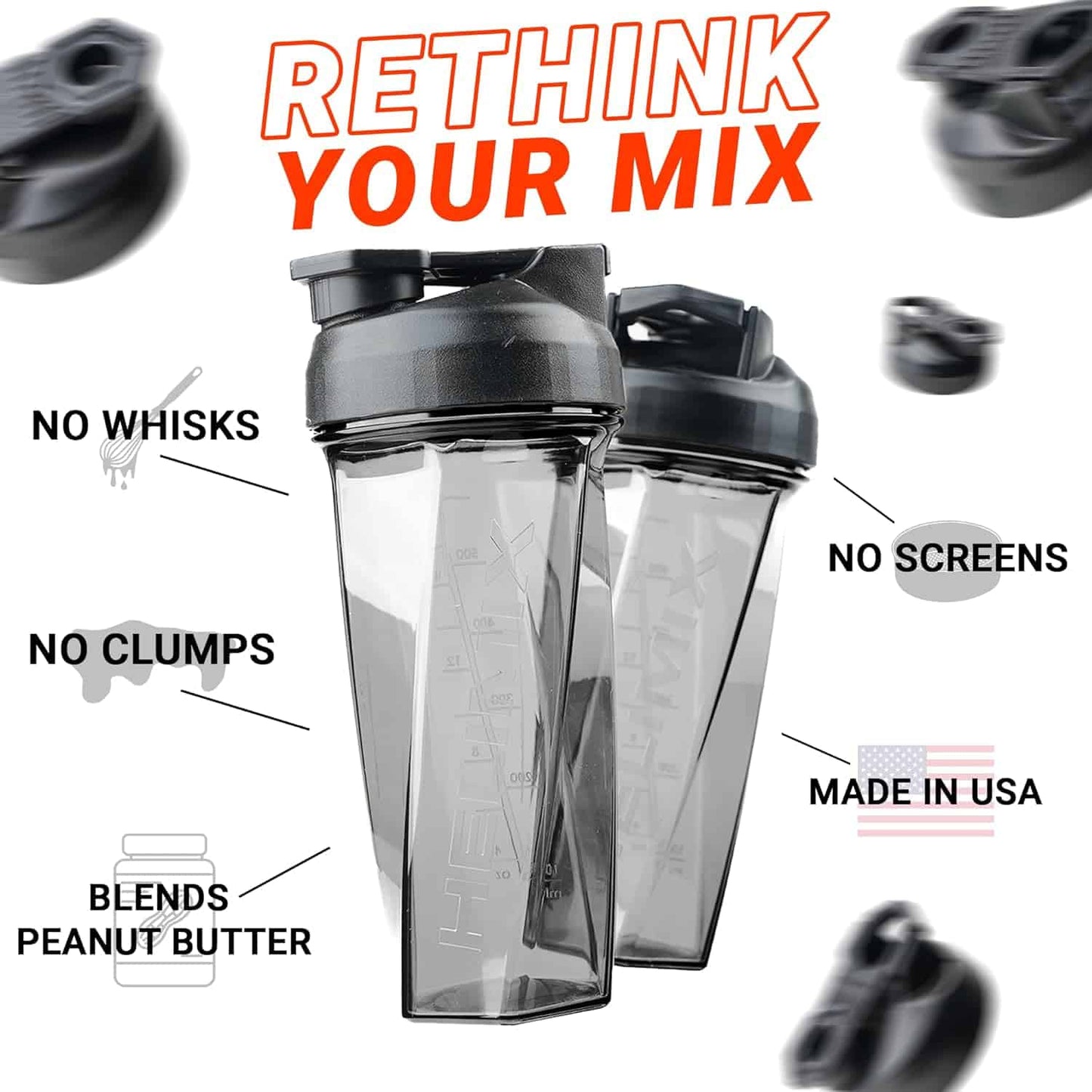 No Ball Protein Shaker Bottles – Vortex Blender Cups