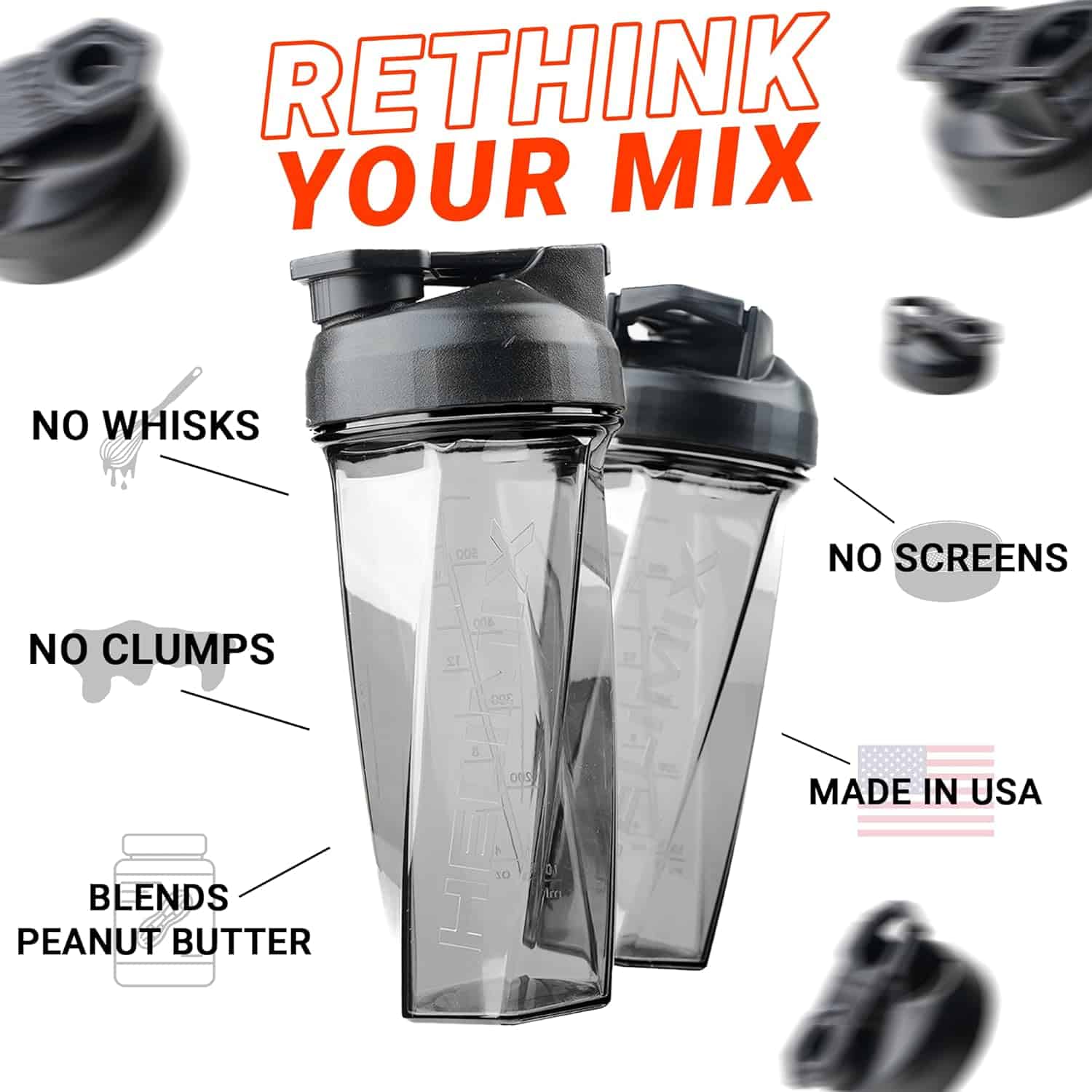 No Ball Protein Shaker Bottles – Vortex Blender Cups