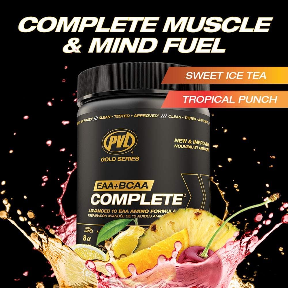 PVL Complete EAA BCAA Blend – 10 Aminos, Electrolytes, Tropical Punch PVL