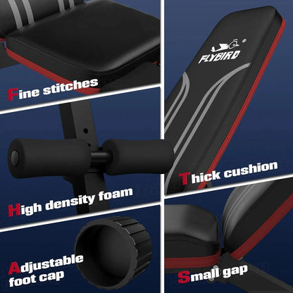 FLYBIRD Adjustable Workout Bench – Foldable Strength Bench with Decline Sit-Up & 700lb Capacity FitCore Supply