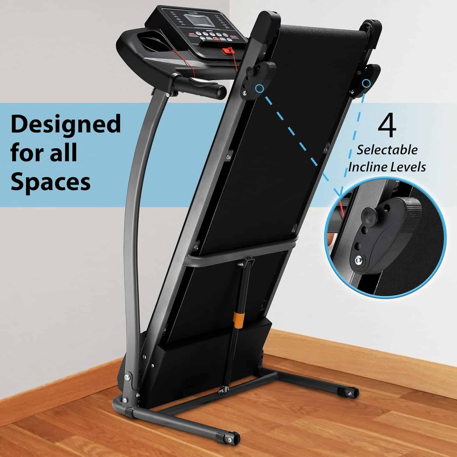 SereneLife Smart Folding Treadmill – 16 Preset Programs, Bluetooth, Incline, 7.5 MPH, Compact Home Gym SereneLife