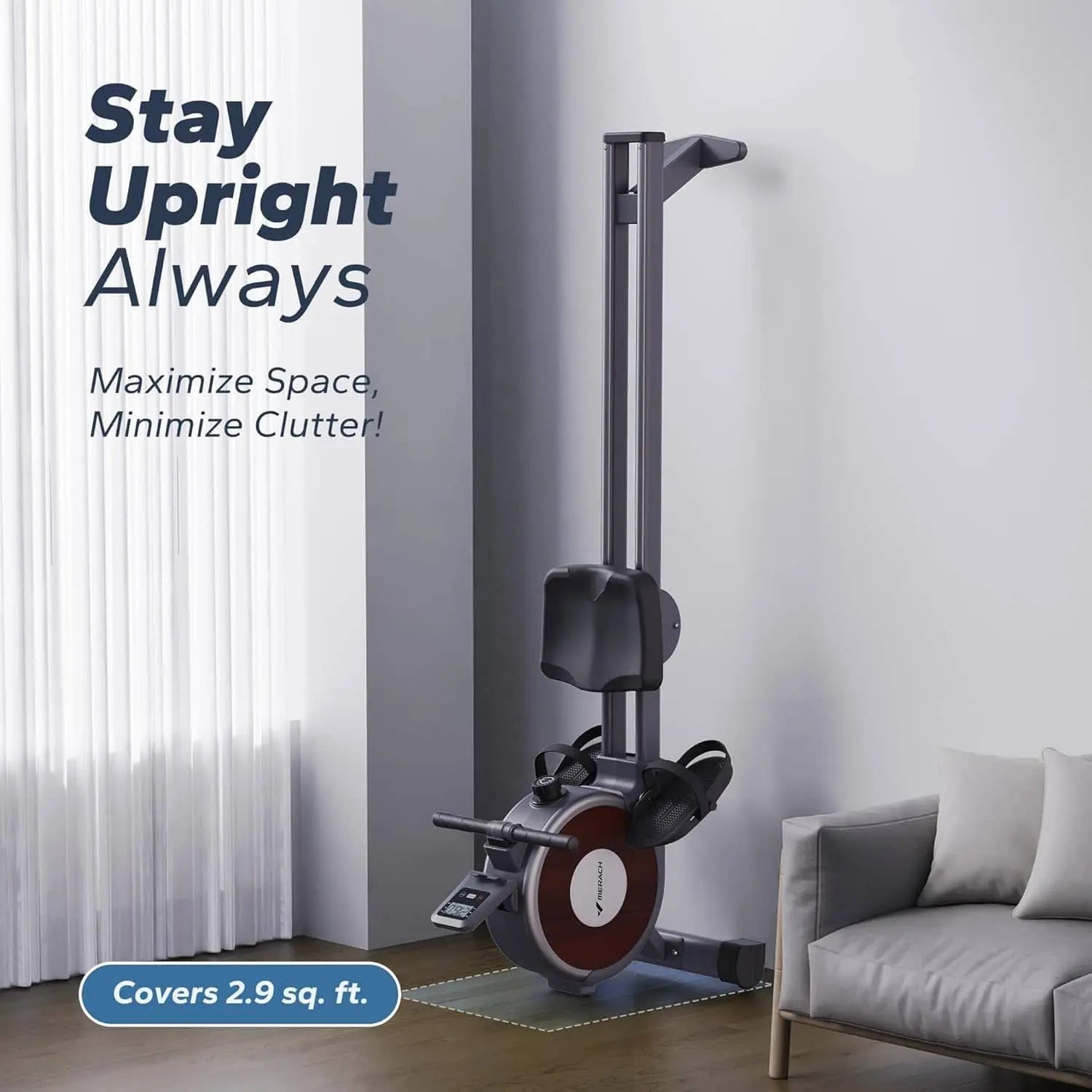 Foldable rowing machine for home gym space-saving