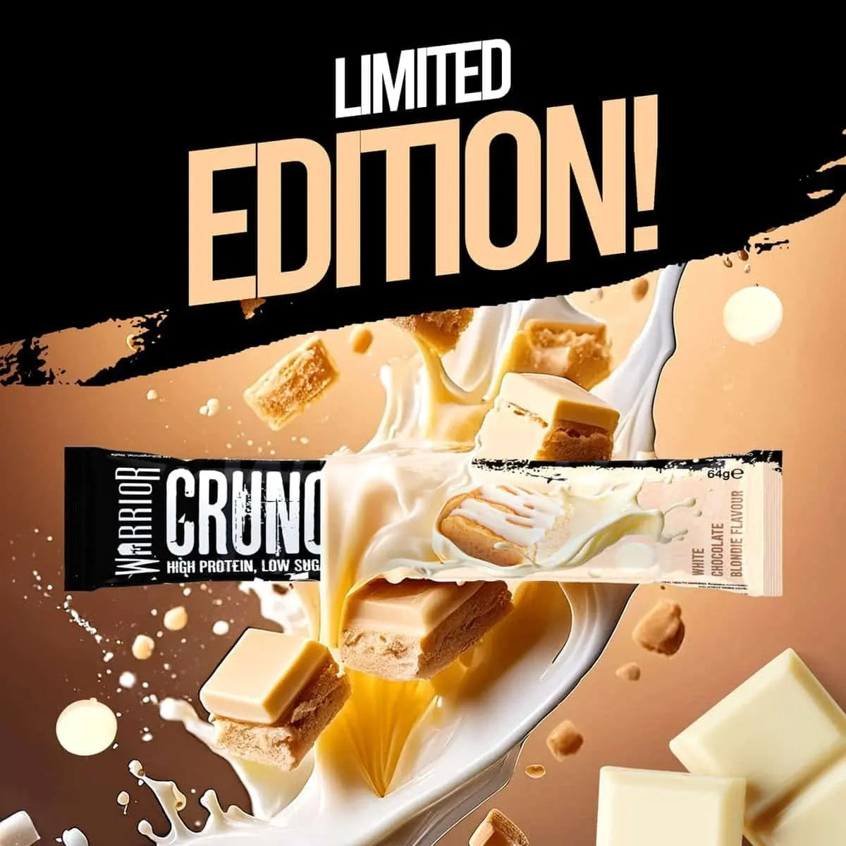 Warrior Crunch High Protein Bars – 20g Protein – Low Carb, Low Sugar – 12 x 64g