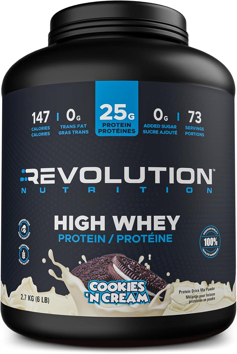 Revolution High Whey Whey Isolate Protein Powder 6LB, Cookies and Cream Revolution Nutrition