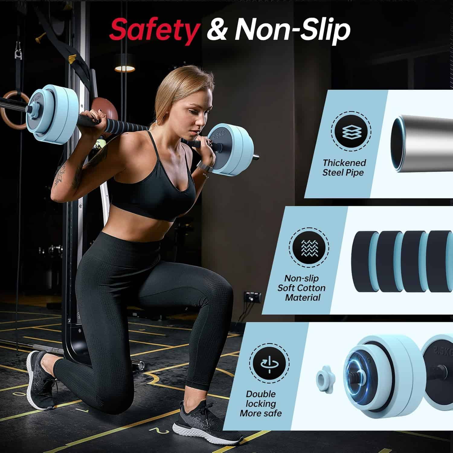 PASYOU 4-in-1 Adjustable Dumbbell Set | Converts to Barbell, Kettlebell & Push-Up Stand PASYOU