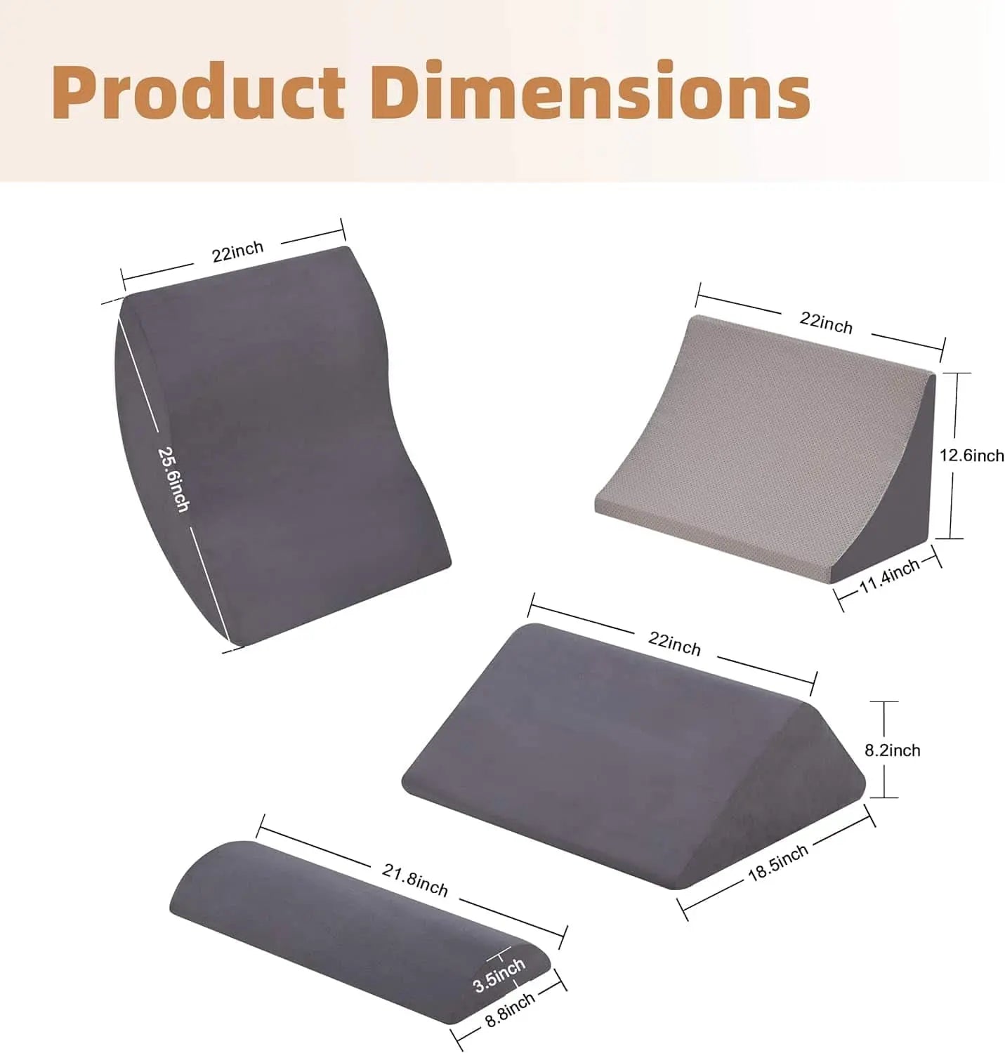 4PCS Orthopedic Bed Wedge Pillow Set – Adjustable Memory Foam for After Surgery, Acid Reflux, Rotator Cuff Recovery, Shoulder & Back Support A2ZCOMFY