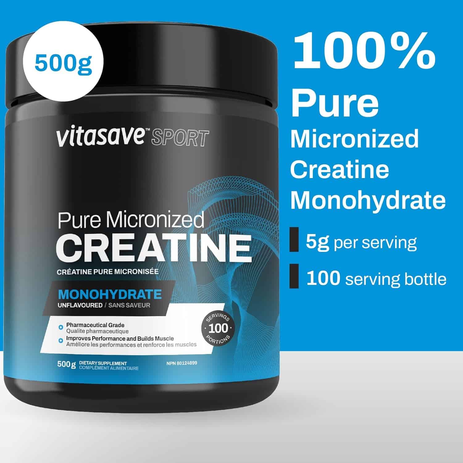 Pure Micronized Creatine Monohydrate – 100 Servings for Muscle Growth, Strength & Recovery