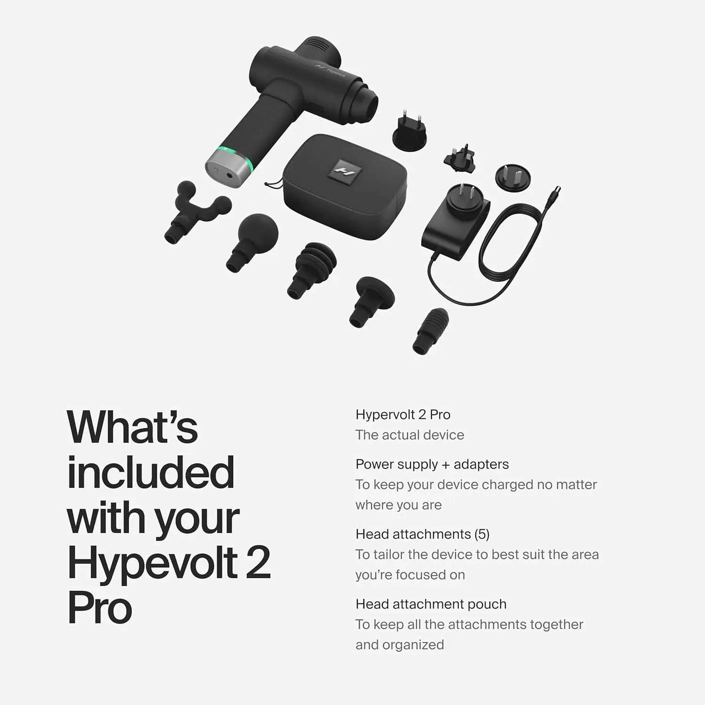 Hyperice Hypervolt 2 – Quiet Glide Percussion Massage Gun | 3 Speeds, 5 Head Attachments, Bluetooth App Integration FitCore Supply