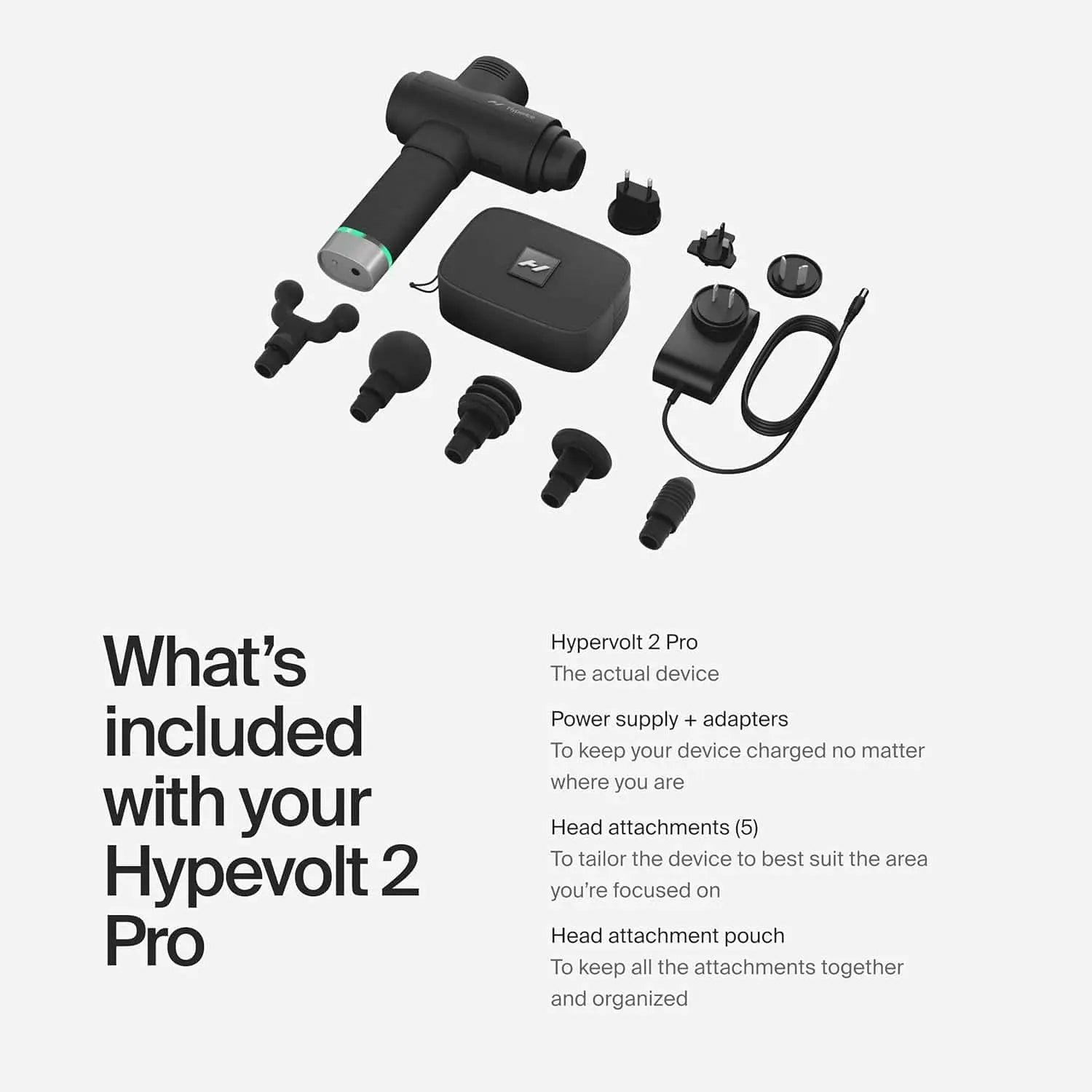 Hyperice Hypervolt 2 – Quiet Glide Percussion Massage Gun | 3 Speeds, 5 Head Attachments, Bluetooth App Integration FitCore Supply