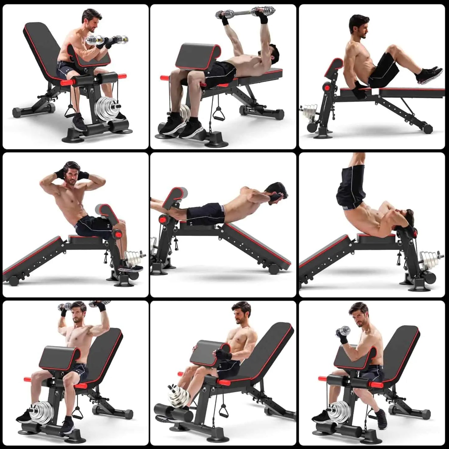 Adjustable Weight Bench – Foldable Incline/Decline Workout Bench, 500 lb Load Capacity