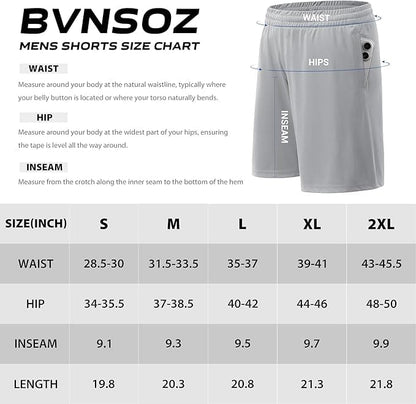 BVNSOZ Men’s Athletic Shorts – Quick-Dry Workout Shorts with Pockets & Elastic Waistband FitCore Supply