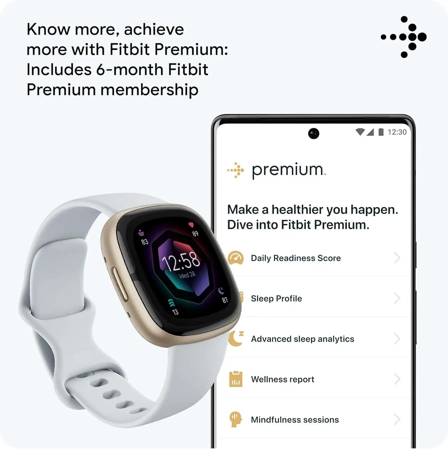Fitbit Sense 2 Advanced Health Smartwatch with Stress Management, Sleep Tracking, ECG, SpO2, 24/7 Heart Rate & GPS - FitCore Supply