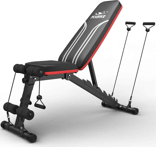 FLYBIRD Adjustable Workout Bench – Foldable Strength Bench with Decline Sit-Up & 700lb Capacity FitCore Supply