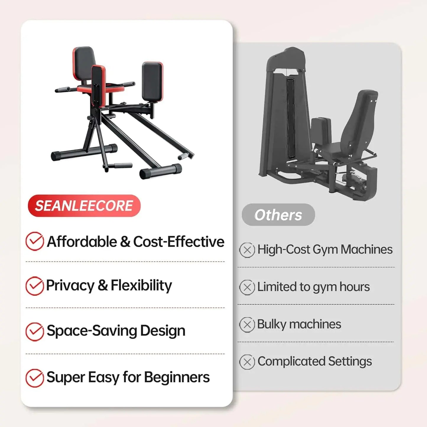 Hip Abductor Glute & Thigh Machine – Adjustable Booty Builder for Women, Compact Home Gym Equipment Seanleecore