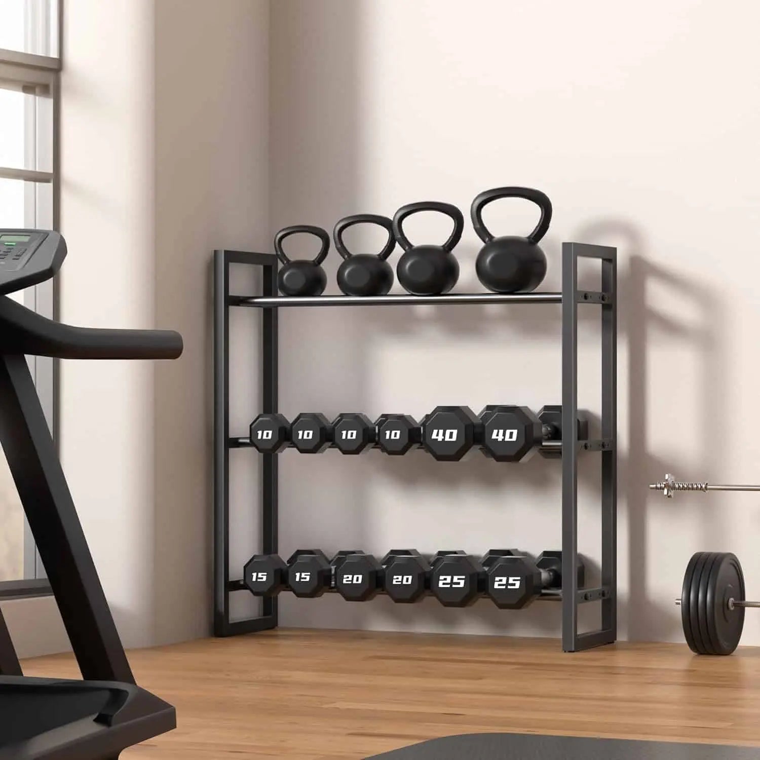Pickpiff Adjustable 3-Tier Dumbbell Rack – Heavy-Duty Metal Weight Storage Stand (360 lb Capacity) Pickpiff