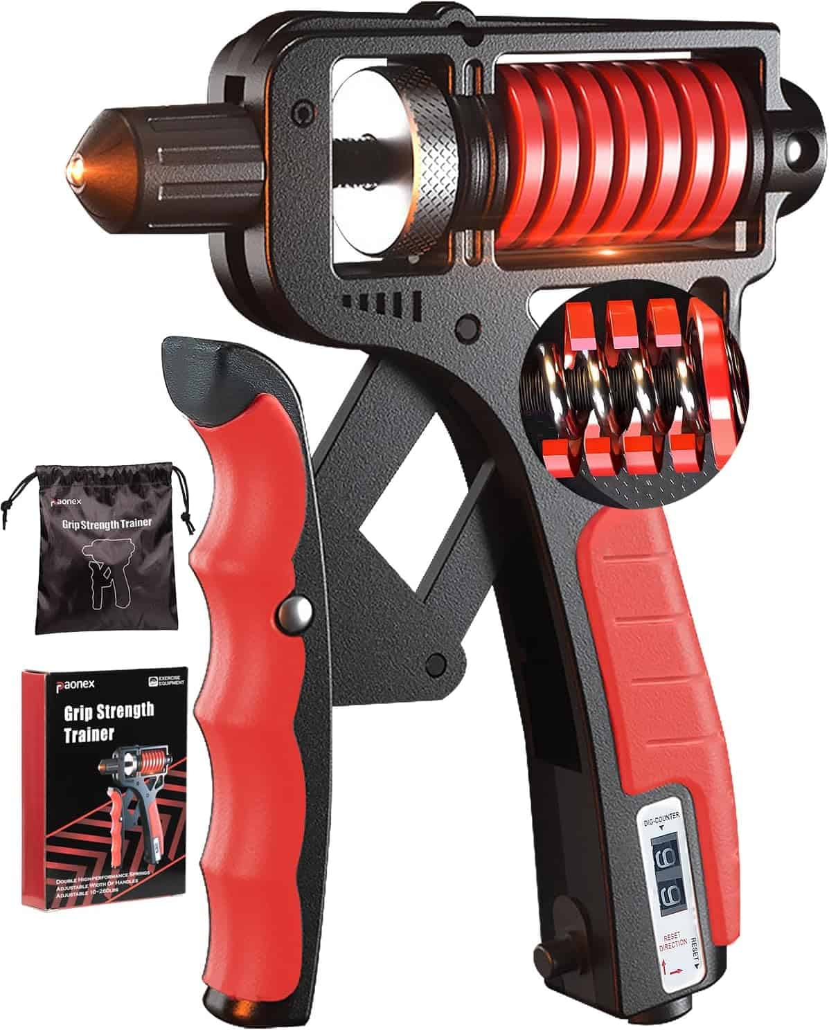 Adjustable Grip Strength Trainer with Counter – Dual High-Performance Spring Hand Gripper, 20-265 lbs (10-120kg) Resistance, Ergonomic Non-Slip Design for Forearm, Wrist, and Finger Exercise FitCore Supply