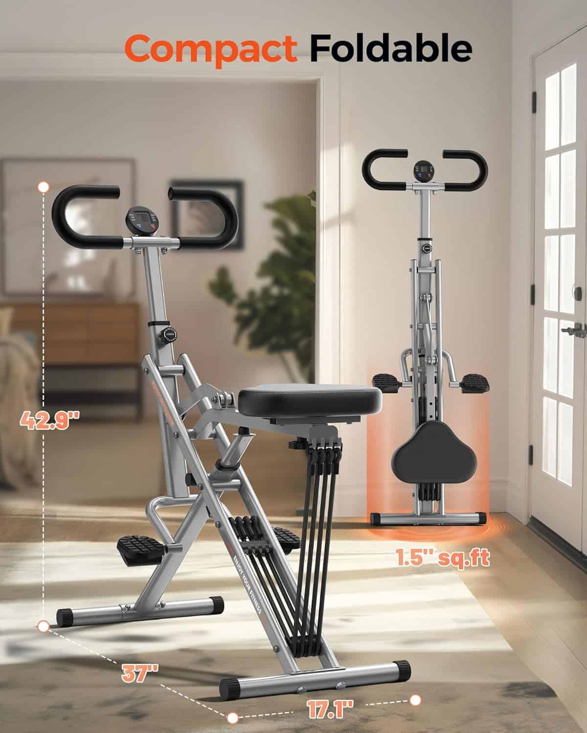 Sportsroyals Foldable Squat & Row Machine – 330 lb Capacity, 4 Resistance Bands, Full Body Glute Trainer for Home Sportsroyals