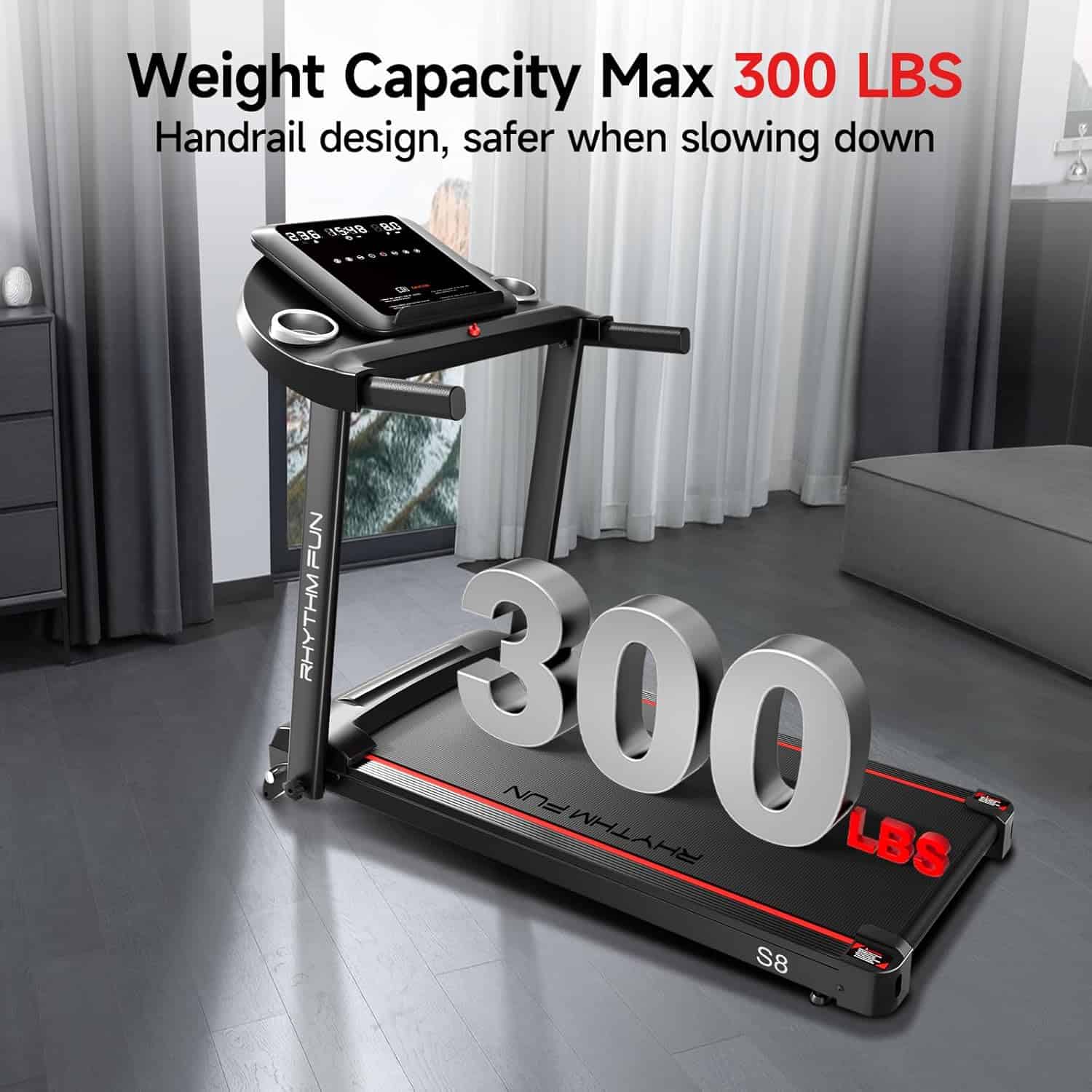 RHYTHM FUN Folding Walking Pad Treadmill – 8.0 MPH, 8% Incline, App Connected, Compact & Quiet for Home RHYTHM FUN