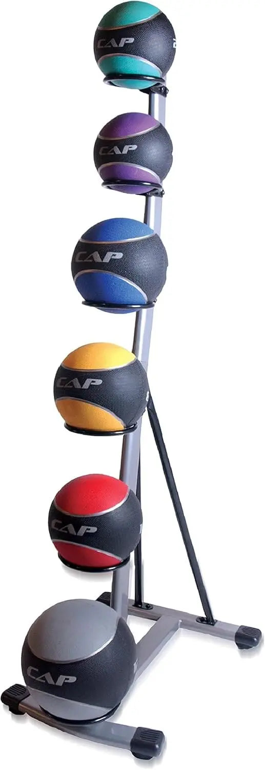 CAP Barbell Rubber Medicine Ball Set with Rack – 6 Weighted Balls (2–12 lb) CAP Barbell