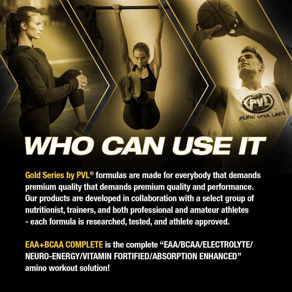 Advertisement for PVL Gold Series products featuring athletes and text about product use.