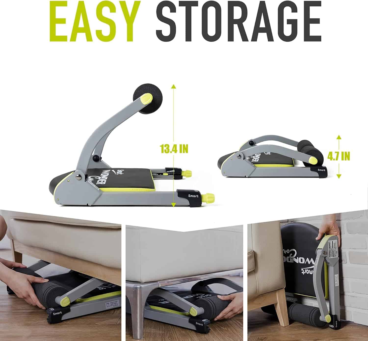 Smart – Ab Workout Equipment for Home Gym – Adjustable Resistance Ab Machine & Core Trainer – Full Body Sit-Up & Crunch Machine with Nutrition & Exercise Guide WONDER CORE