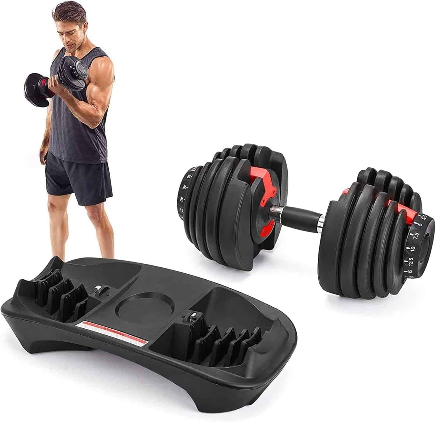 aBellz 52.5 Lb Adjustable Dumbbell – 15 Weight Settings
