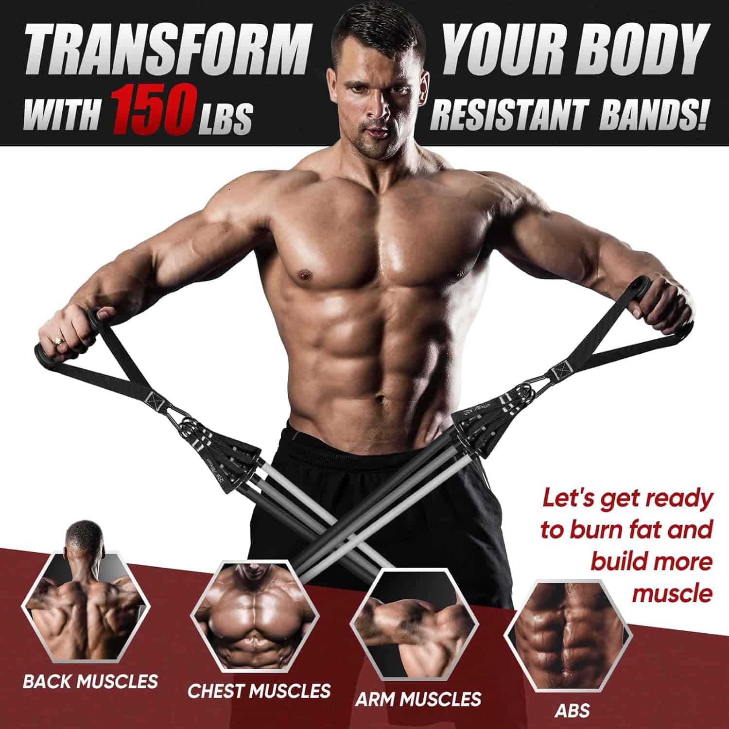 HPYGN Resistance Bands Set – 150 lbs Stackable Tension for Full Body Home Workouts HPYGN
