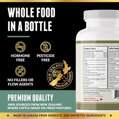New Zealand Grass-Fed Beef Organ Complex – Liver, Heart, Kidney, Pancreas & Spleen (200 Capsules) One Earth Health