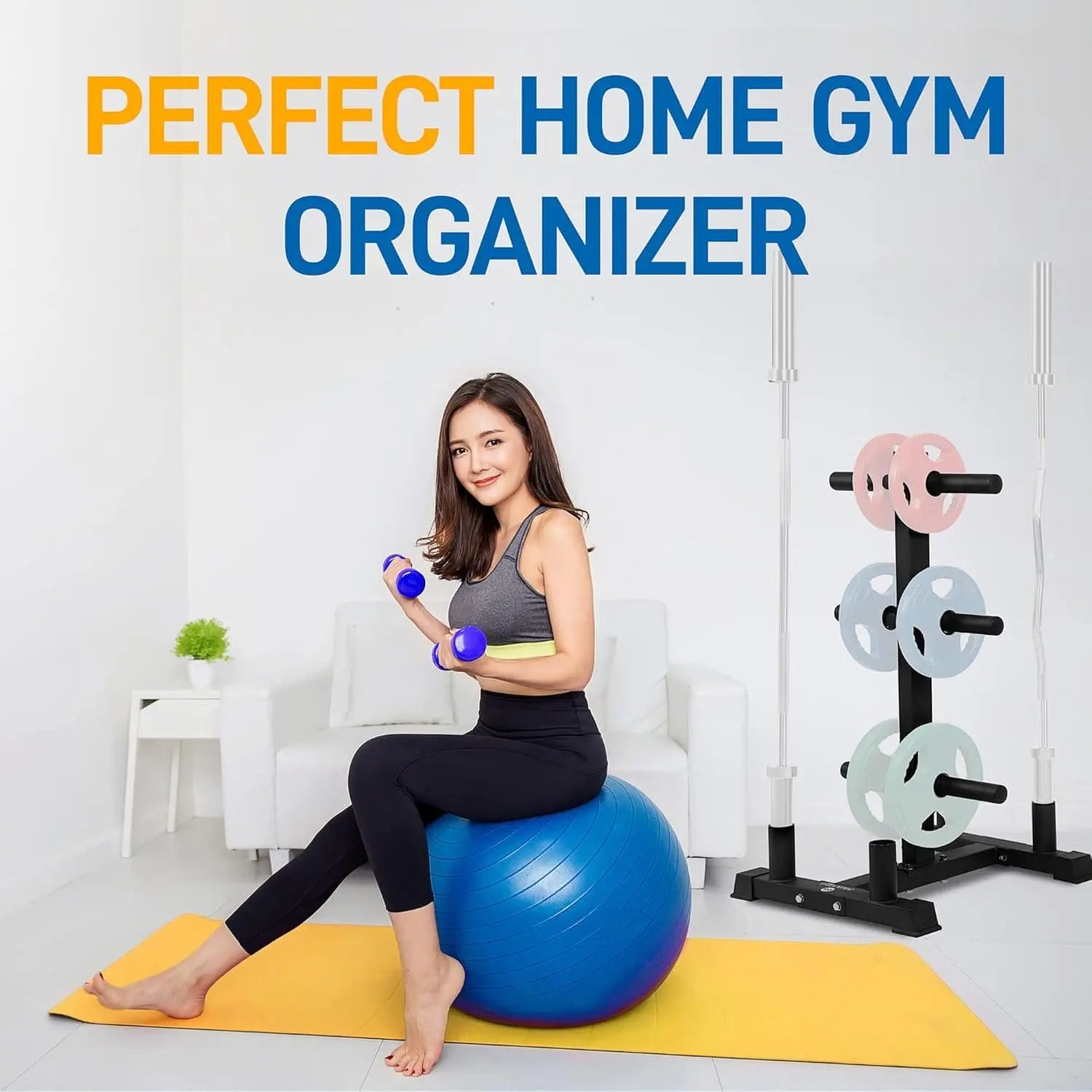 SereneLife Olympic Weight Plate Rack – 2-in-1 Barbell & Plate Holder (800 lb Capacity) SereneLife