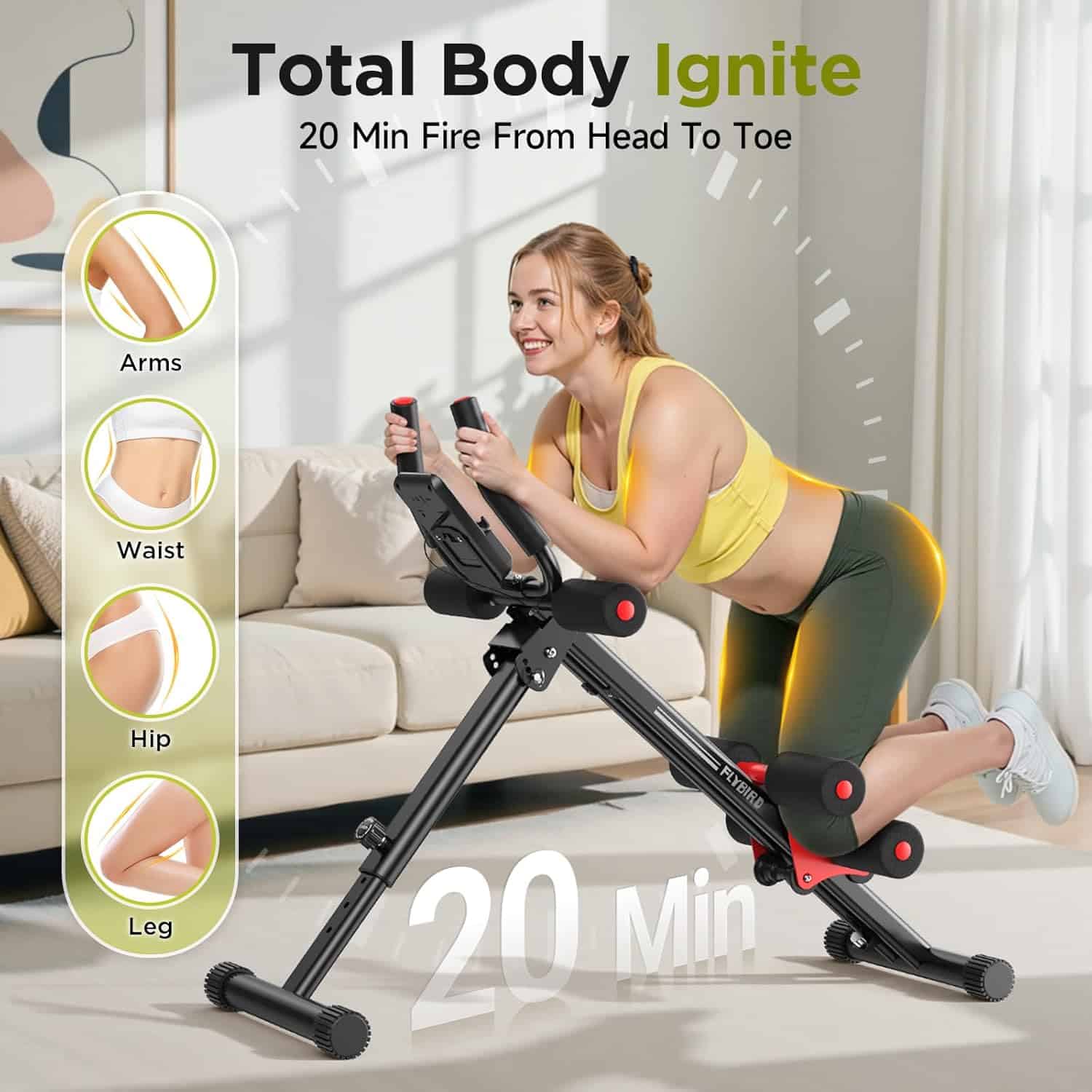 Ab Workout Equipment for Home – Adjustable Full Body Machine by FLYBIRD | Foldable Waist Trainer for Beginners FLYBIRD