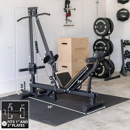 Synergee Leg Press Machine with Lat Pull Down – Full Body Home Gym Equipment for Glutes, Quads, Hamstrings – 400 lb Weight Capacity – Compatible with 1" & 2" Plates Synergee
