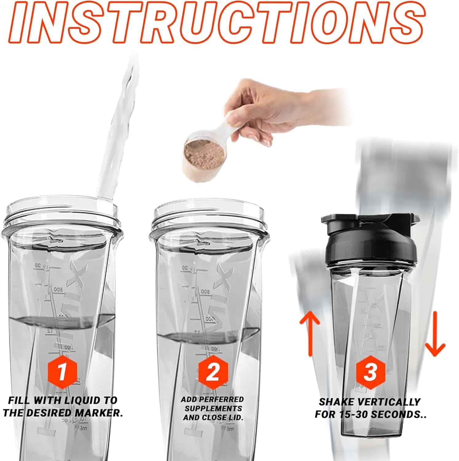 No Ball Protein Shaker Bottles – Vortex Blender Cups