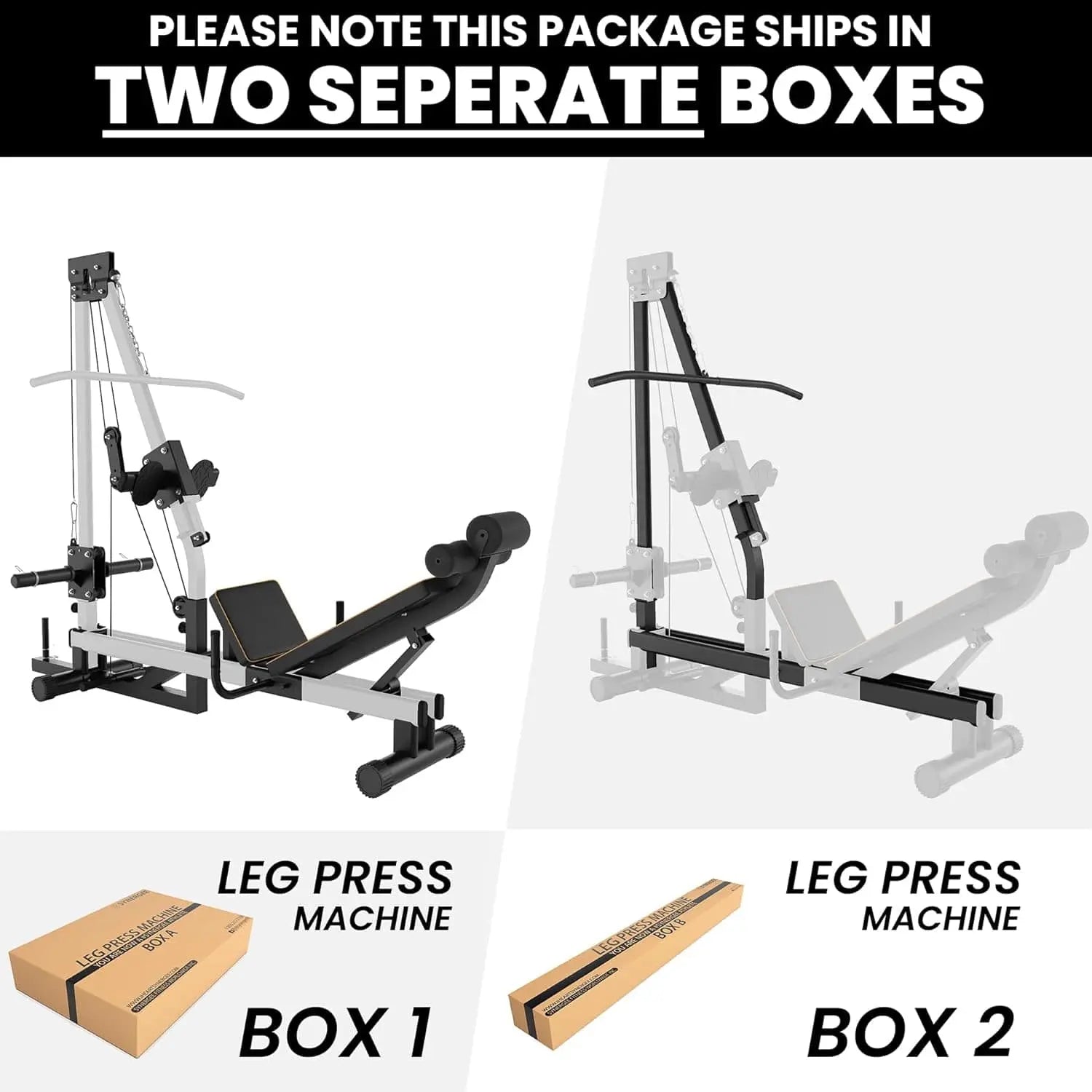 Synergee Leg Press Machine with Lat Pull Down – Full Body Home Gym Equipment for Glutes, Quads, Hamstrings – 400 lb Weight Capacity – Compatible with 1" & 2" Plates Synergee