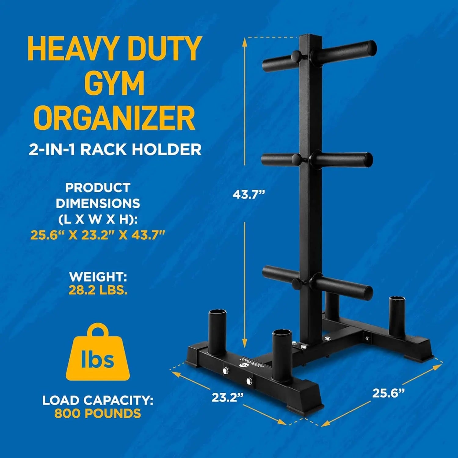 SereneLife Olympic Weight Plate Rack – 2-in-1 Barbell & Plate Holder (800 lb Capacity) SereneLife